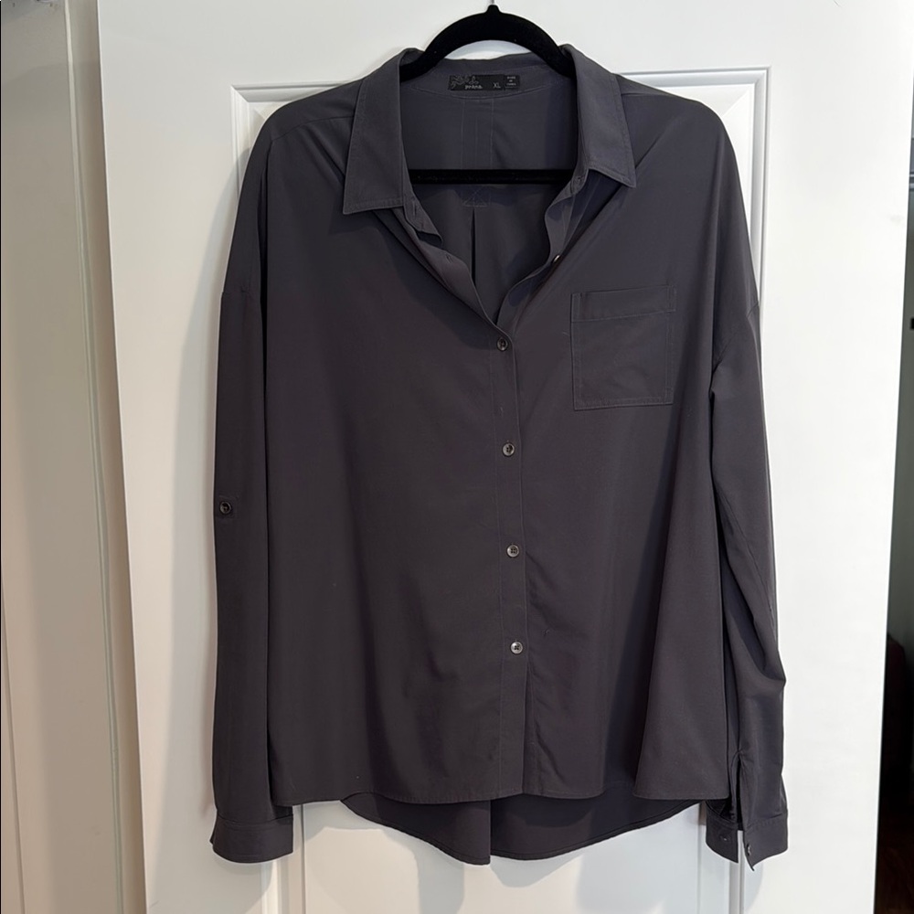 Prana Blue Button-Up Shirt